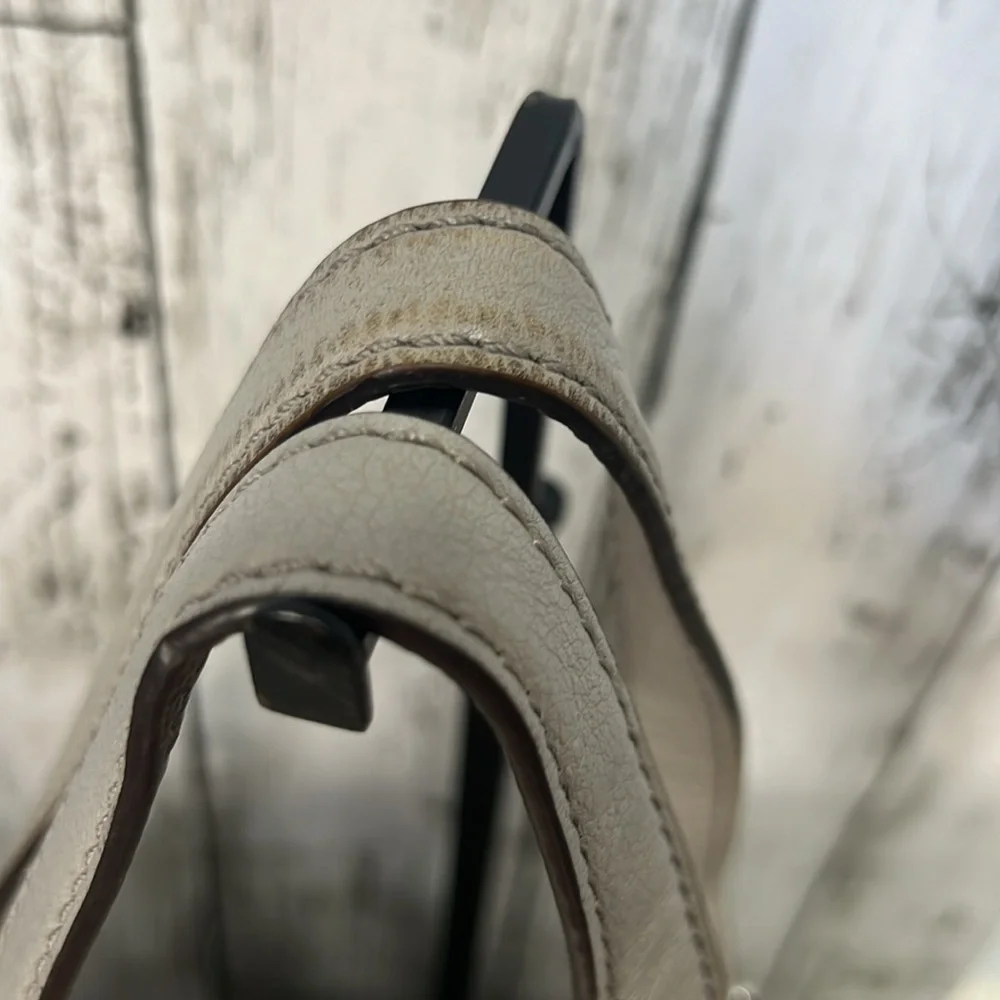 Michael Kors Pebbled Leather Satchel Tote Shoulder Bag Gray